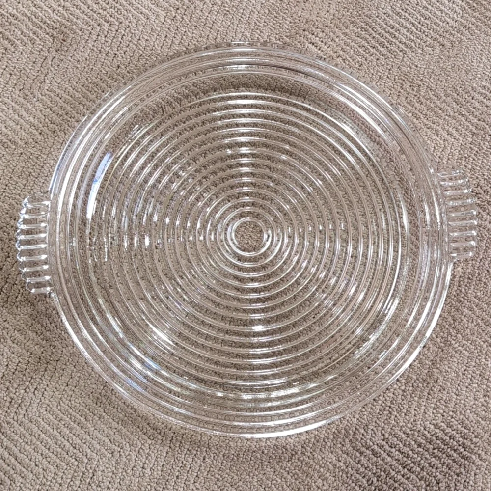 Vintage 1930's Anchor Hocking Manhattan Art Deco Round Serving Platter Dish 14